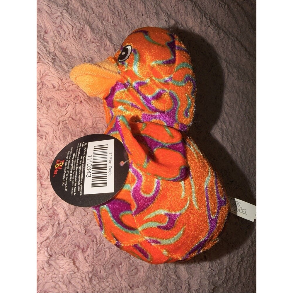 Toy Works Bean Pals Rubber Duck The Dye Plush NWT Orange Multi Color Plush Stuff